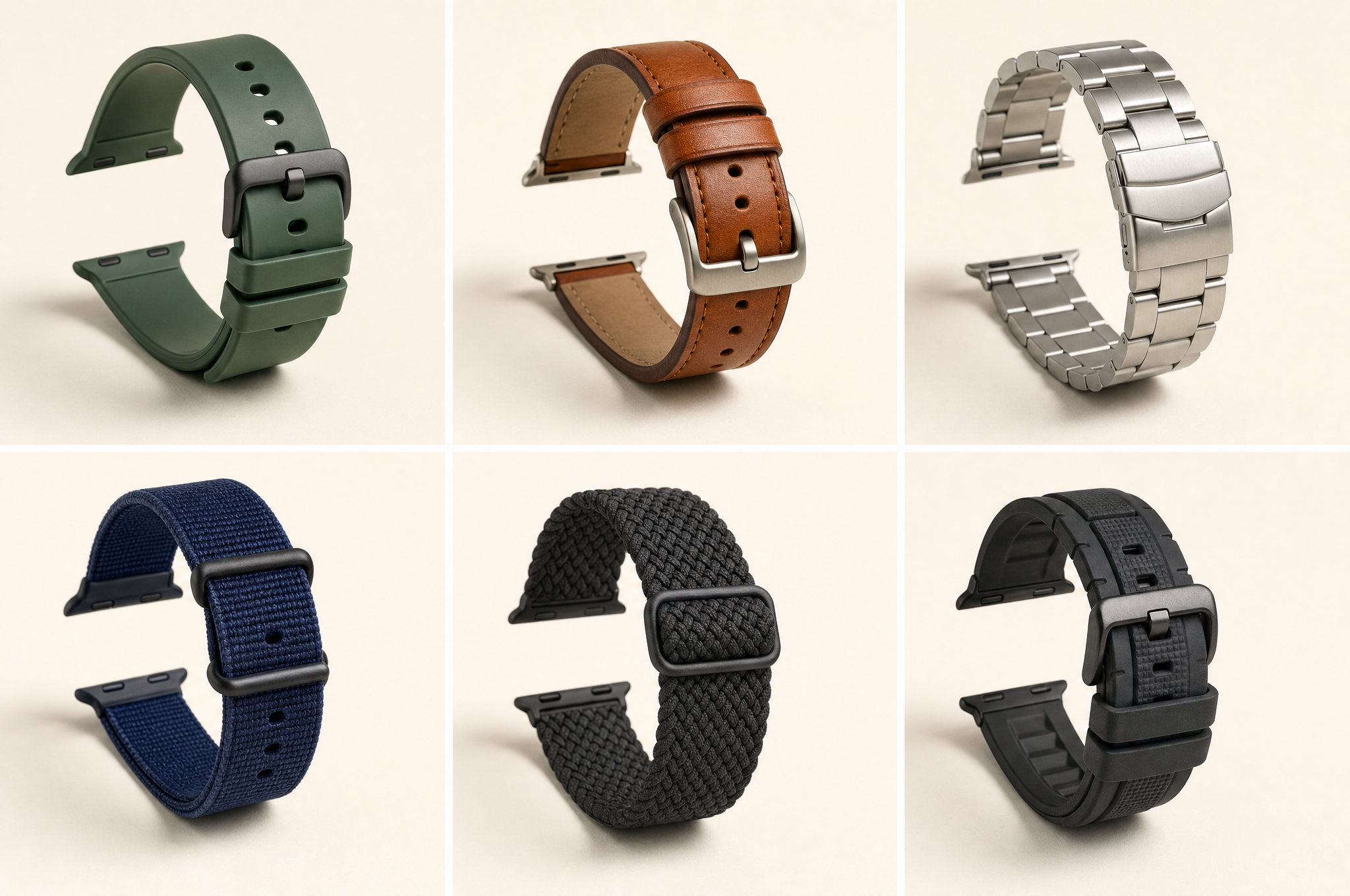 Studio photograph of watch-band designs for the Loop & Latch preview